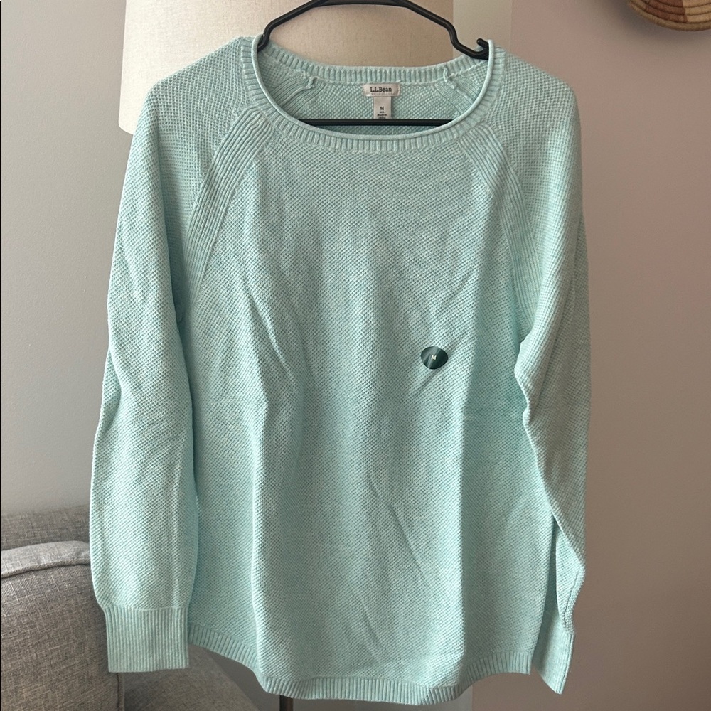 NWT L.L. Bean Women's Light Aqua Knit Sweater